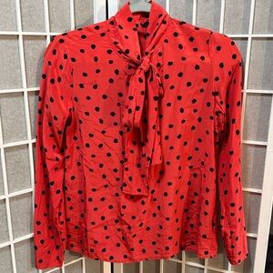 LAN JAENICKE RED POLKA DOT BLOUSE WITH BOW❤️